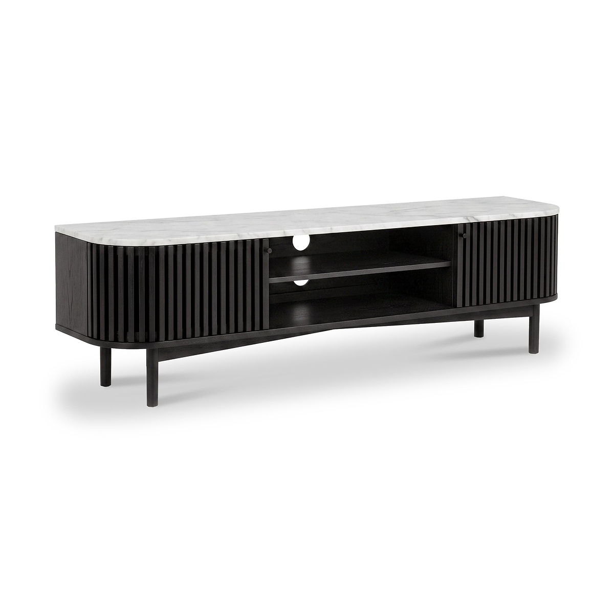 Shorwell Black & Marble Slatted 180cm TV Unit from Roseland Furniture