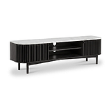 Shorwell Black & Marble Slatted 180cm TV Unit from Roseland Furniture