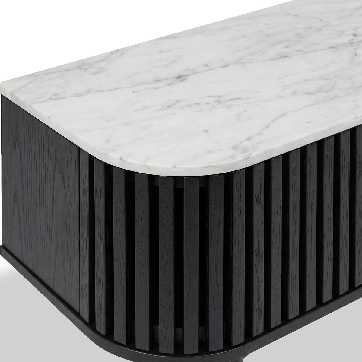 Shorwell Black & Marble Slatted 180cm TV Unit from Roseland Furniture
