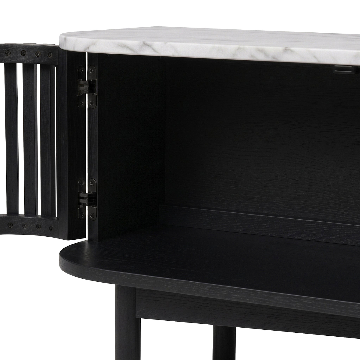 Shorwell Black & Marble Slatted 180cm TV Unit from Roseland Furniture