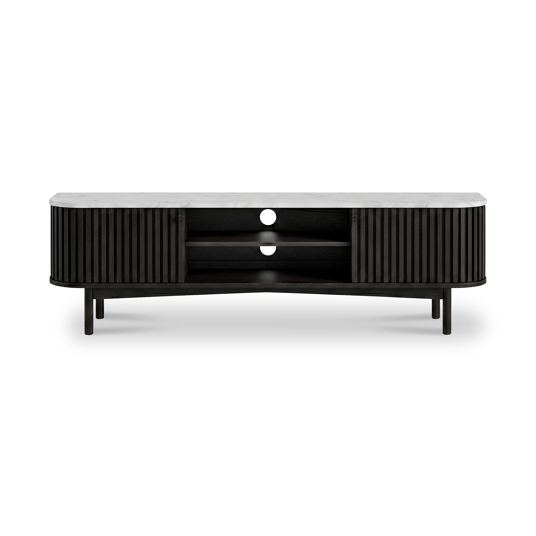 Shorwell Black & Marble Slatted 180cm TV Unit from Roseland Furniture