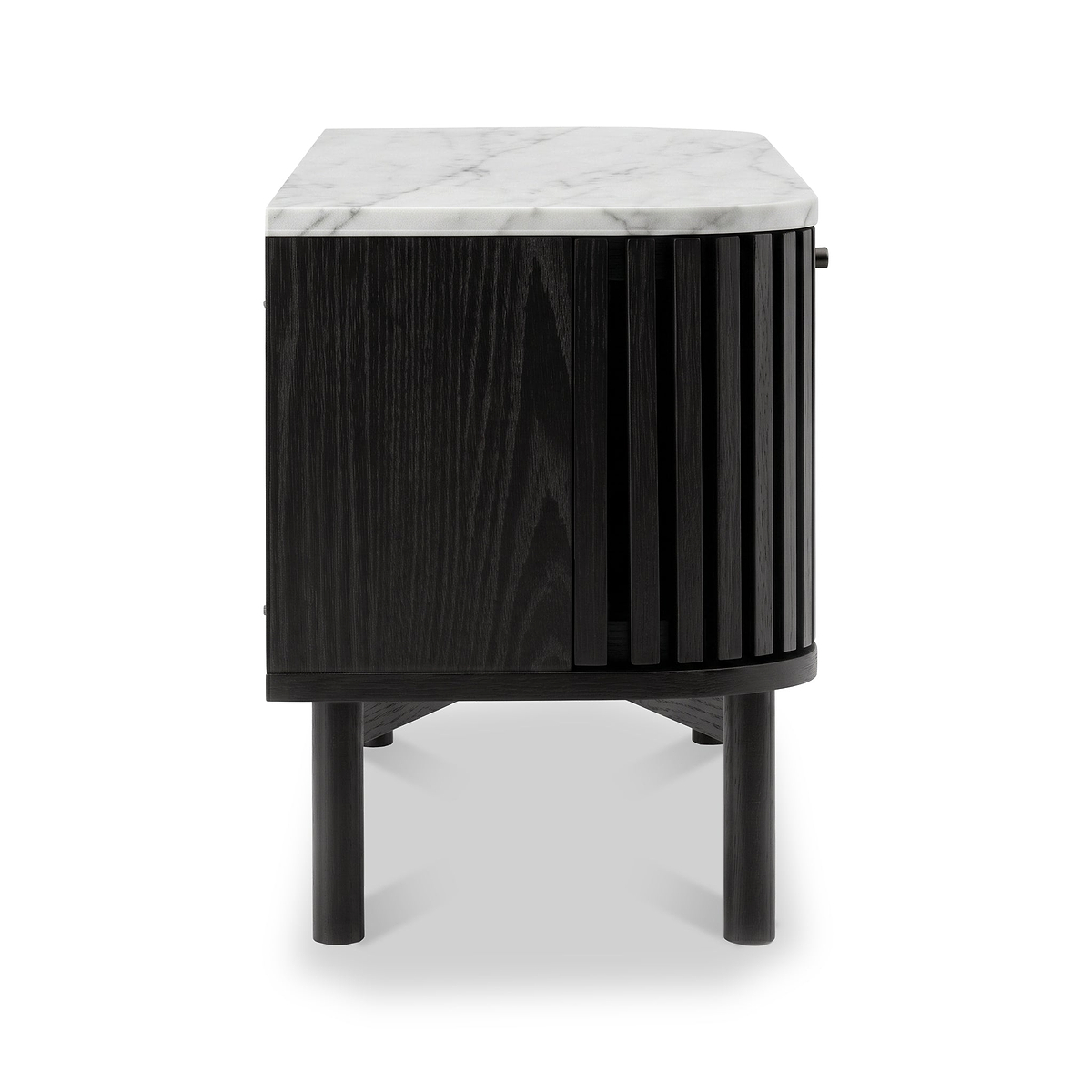 Shorwell Black & Marble Slatted 180cm TV Unit from Roseland Furniture