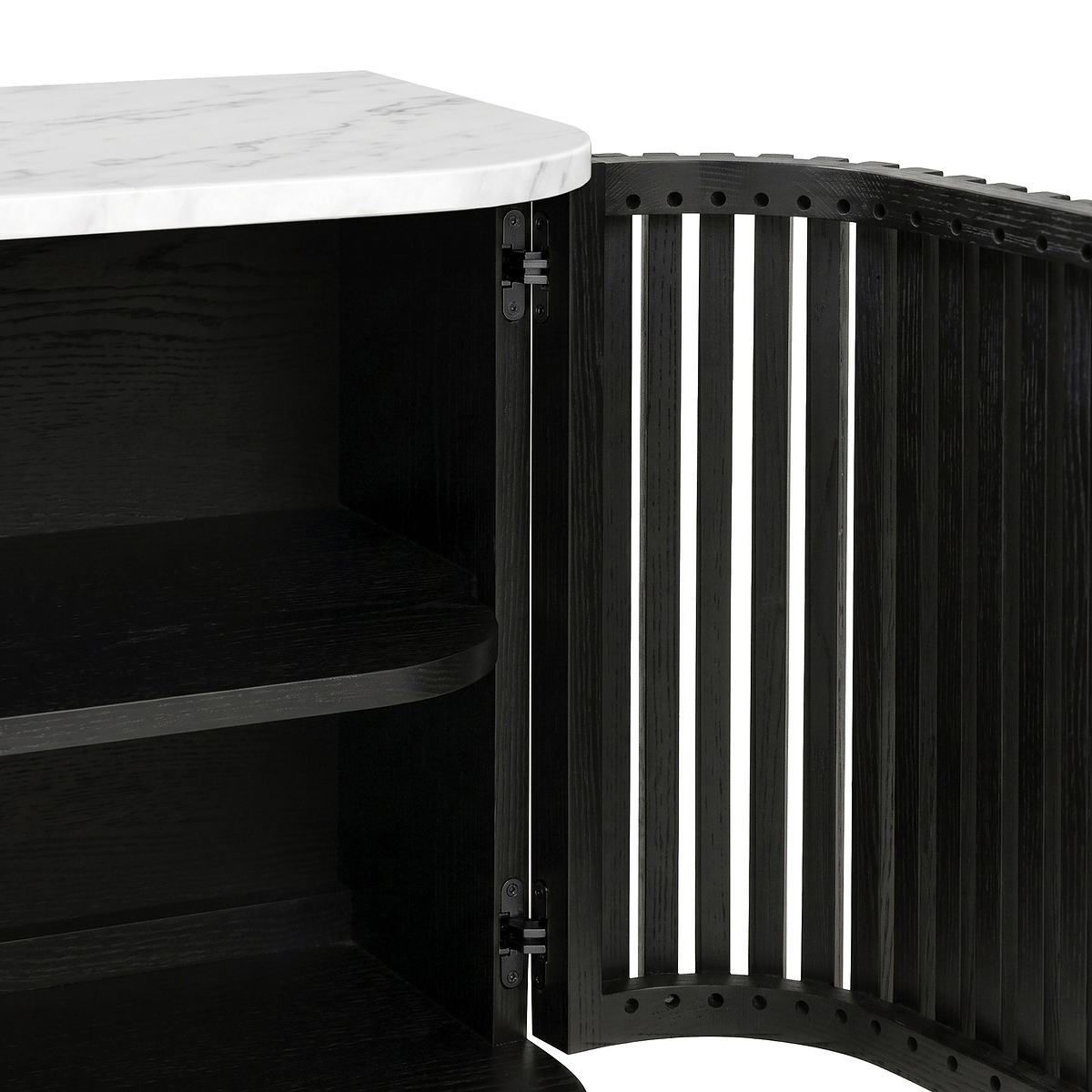 Shorwell Black & Marble Cupboard from Roseland Furniture
