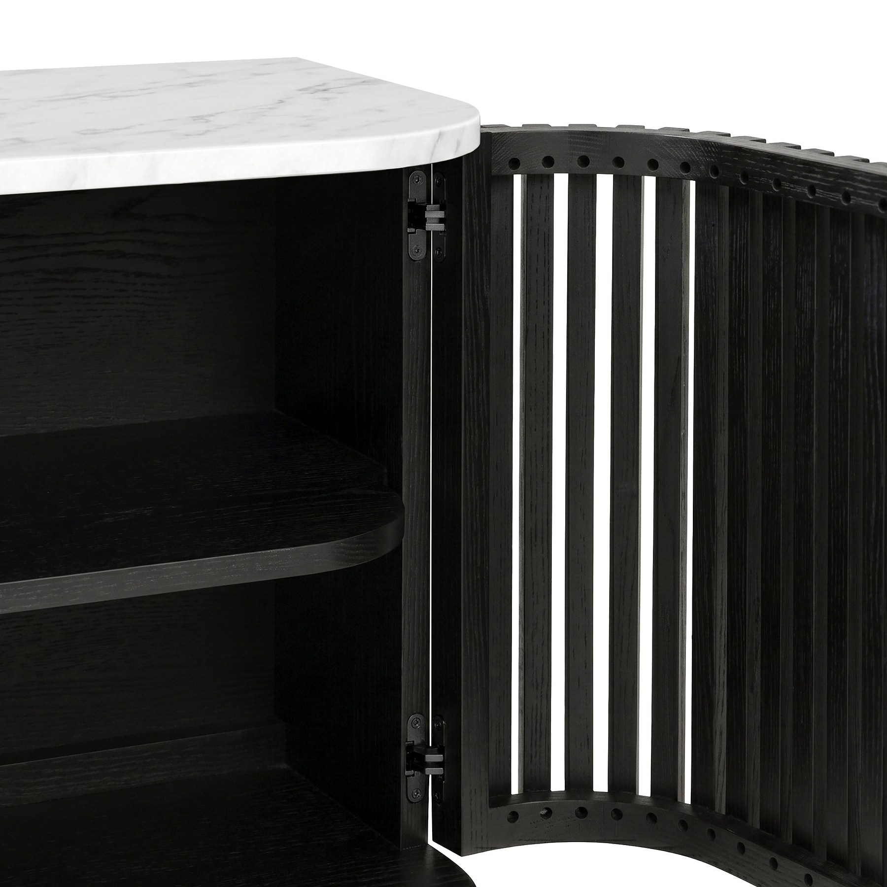 Shorwell Black & Marble Cupboard from Roseland Furniture