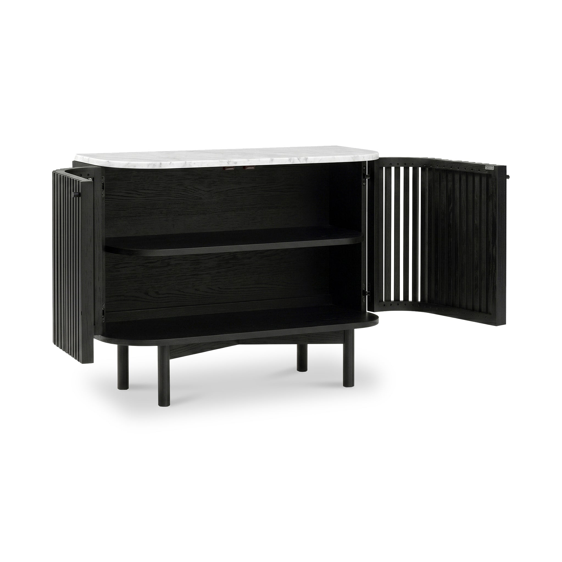 Shorwell Black & Marble Small Sideboard from Roseland Furniture