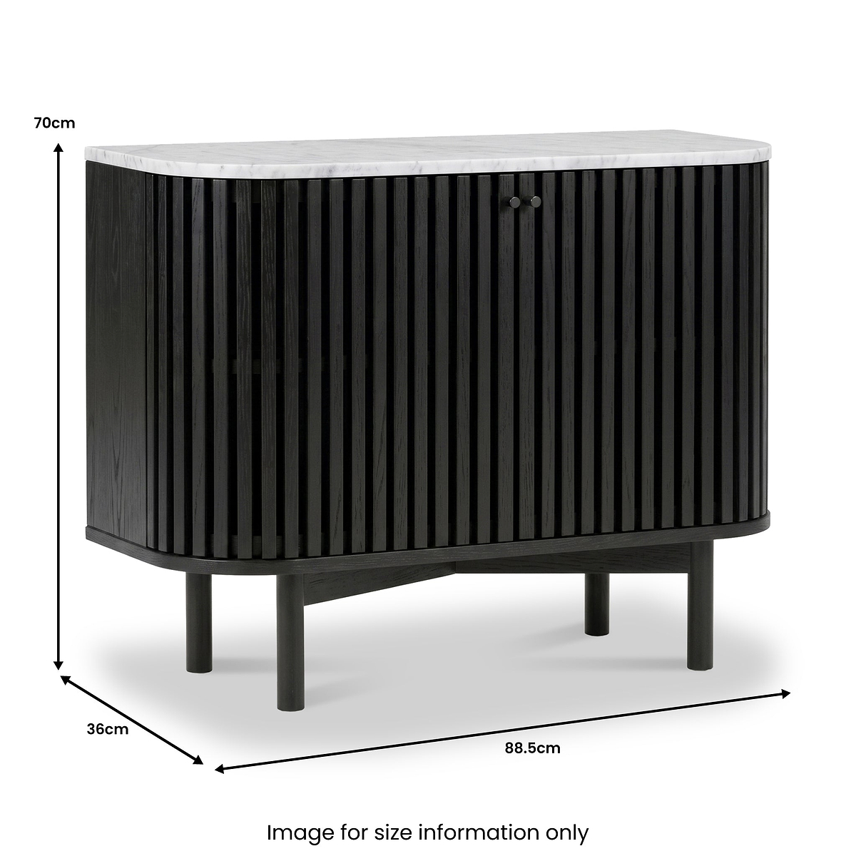 Shorwell Black & Marble Small Sideboard dimensions