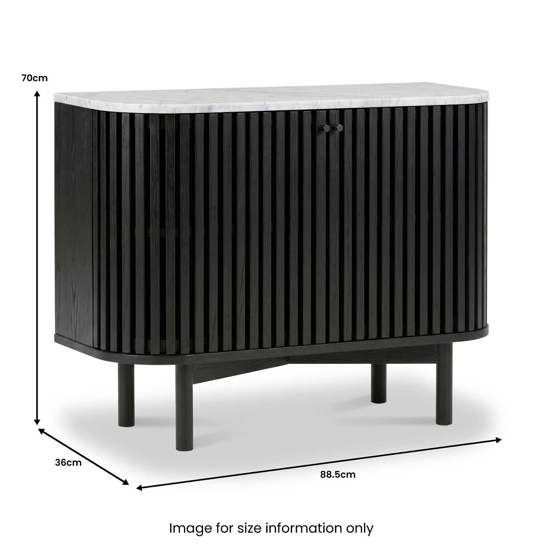 Shorwell Black & Marble Small Sideboard dimensions