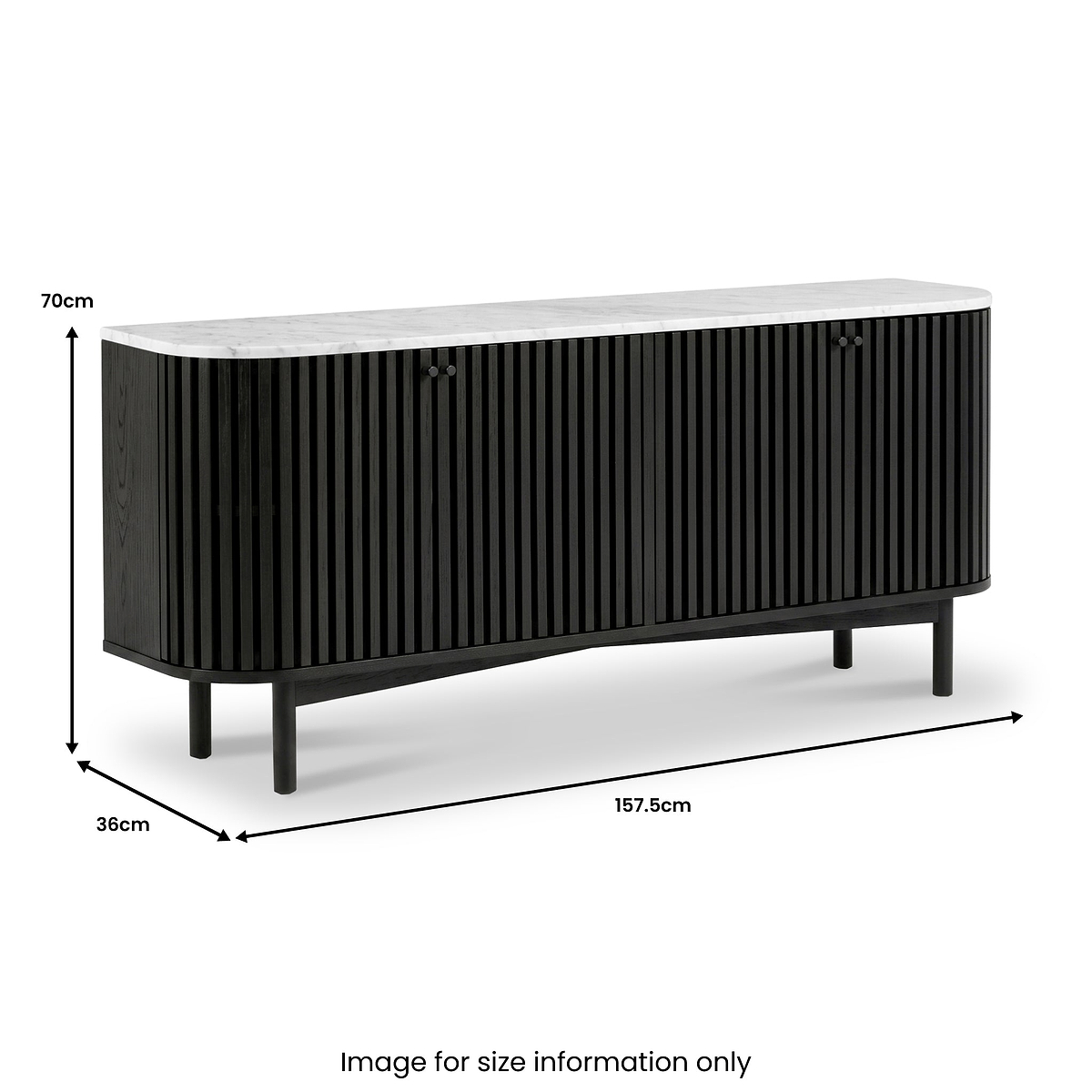 Shorwell Black & Marble Large Sideboard dimensions
