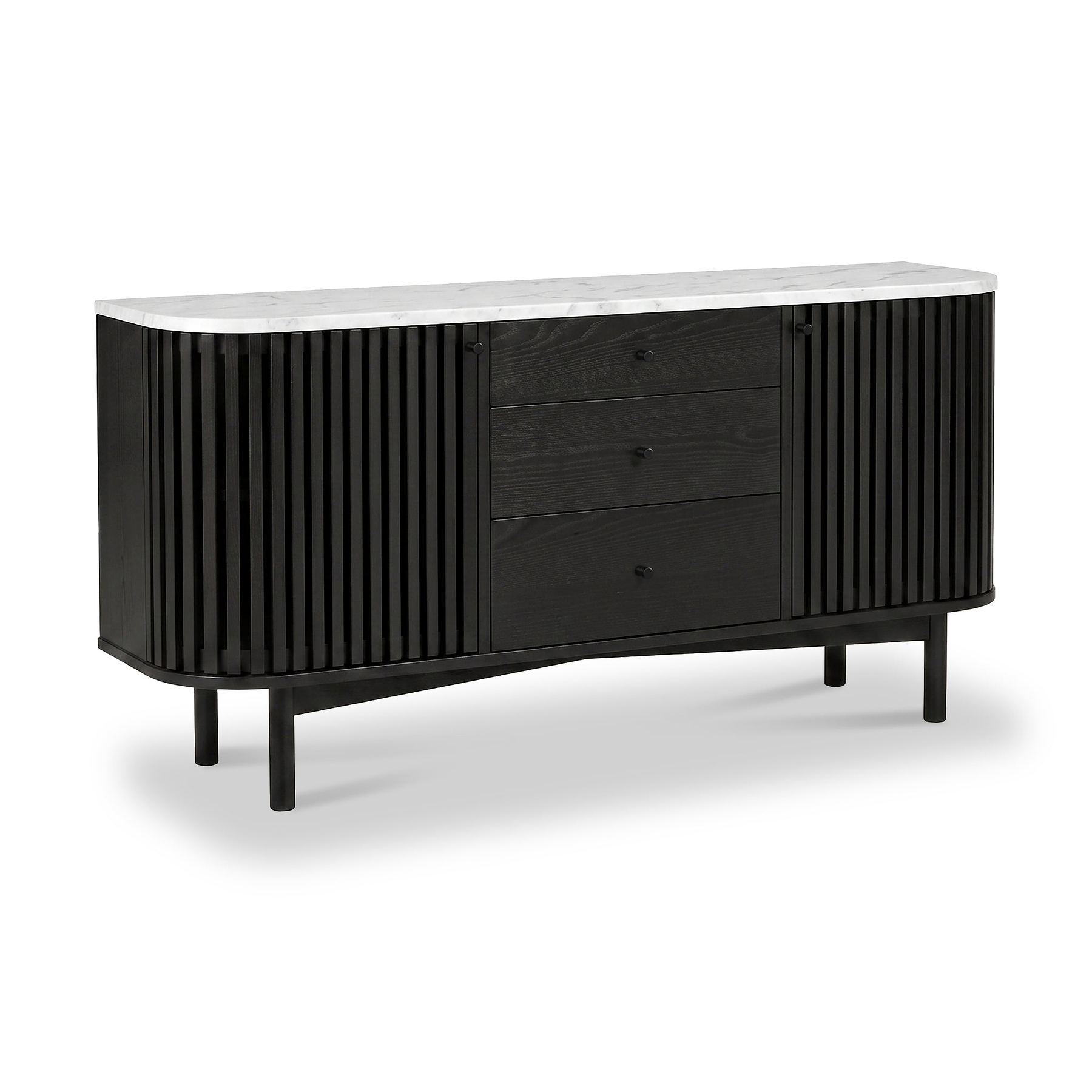 Shorwell Black & Marble 3 Drawer Sideboard from Roseland Furniture