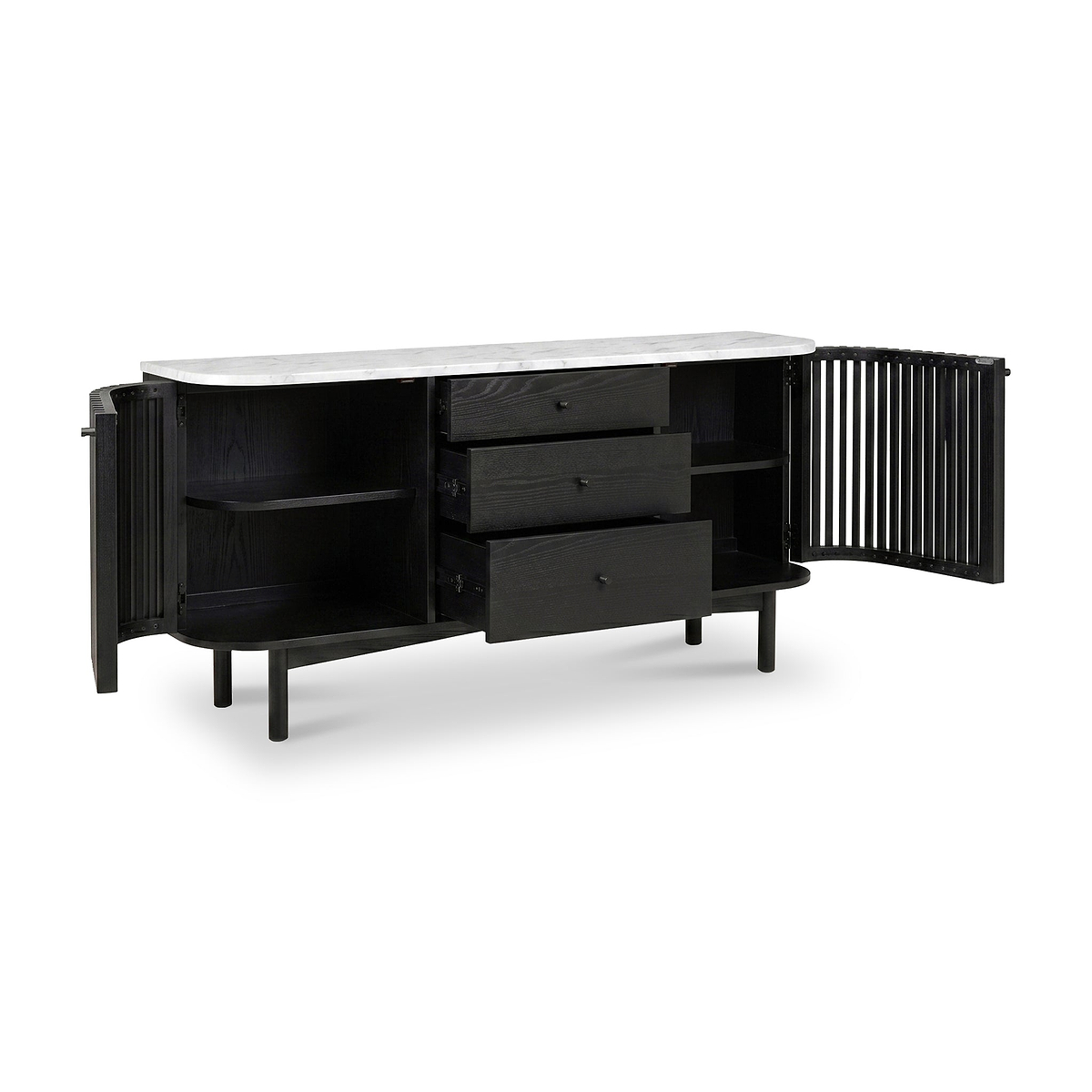 Shorwell Black & Marble 3 Drawer Sideboard from Roseland Furniture