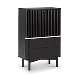 Shorwell Black & Marble Slatted 2 Drawer 2 Door Cabinet from Roseland Furniture