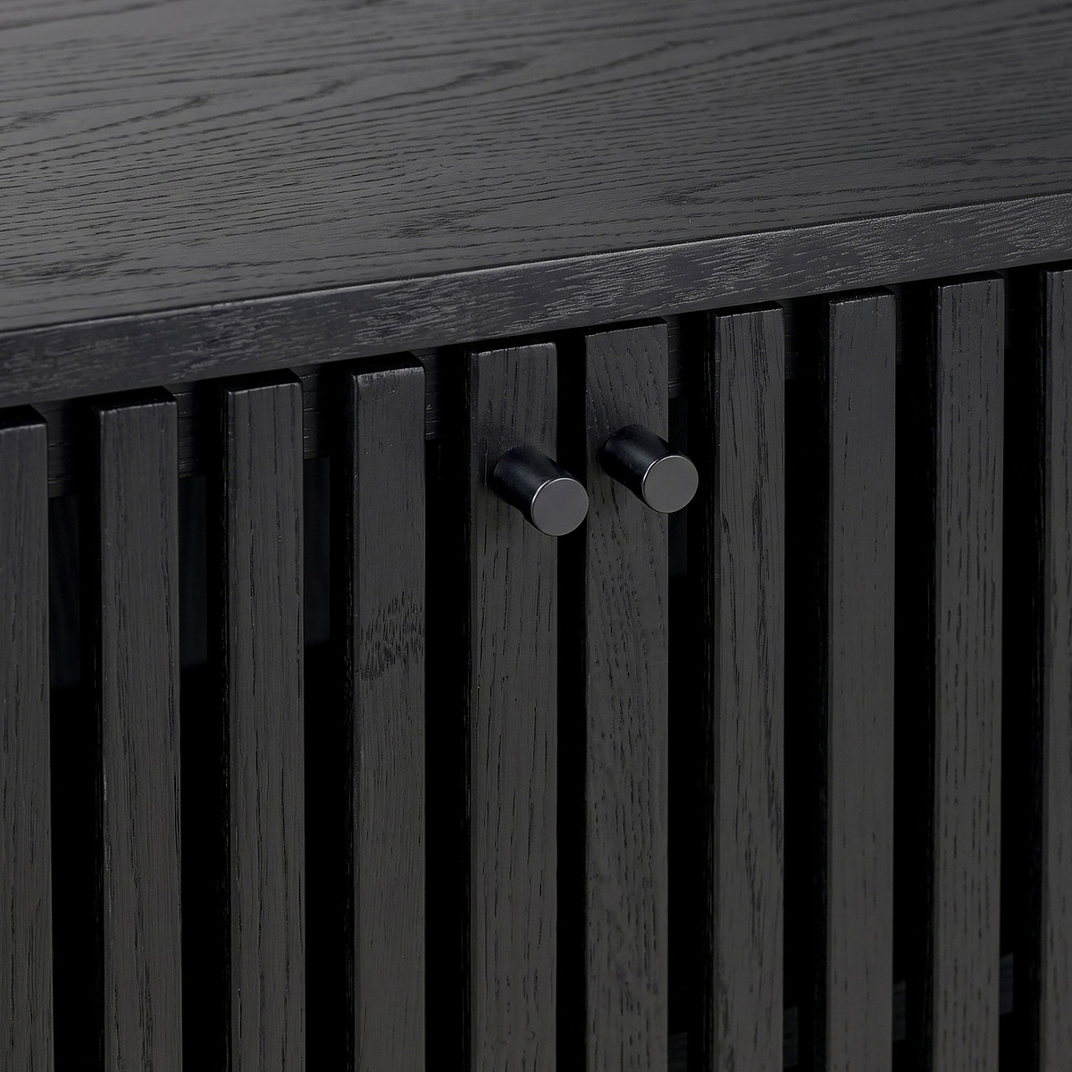 Shorwell Black & Marble Slatted 2 Drawer 2 Door Cabinet from Roseland Furniture