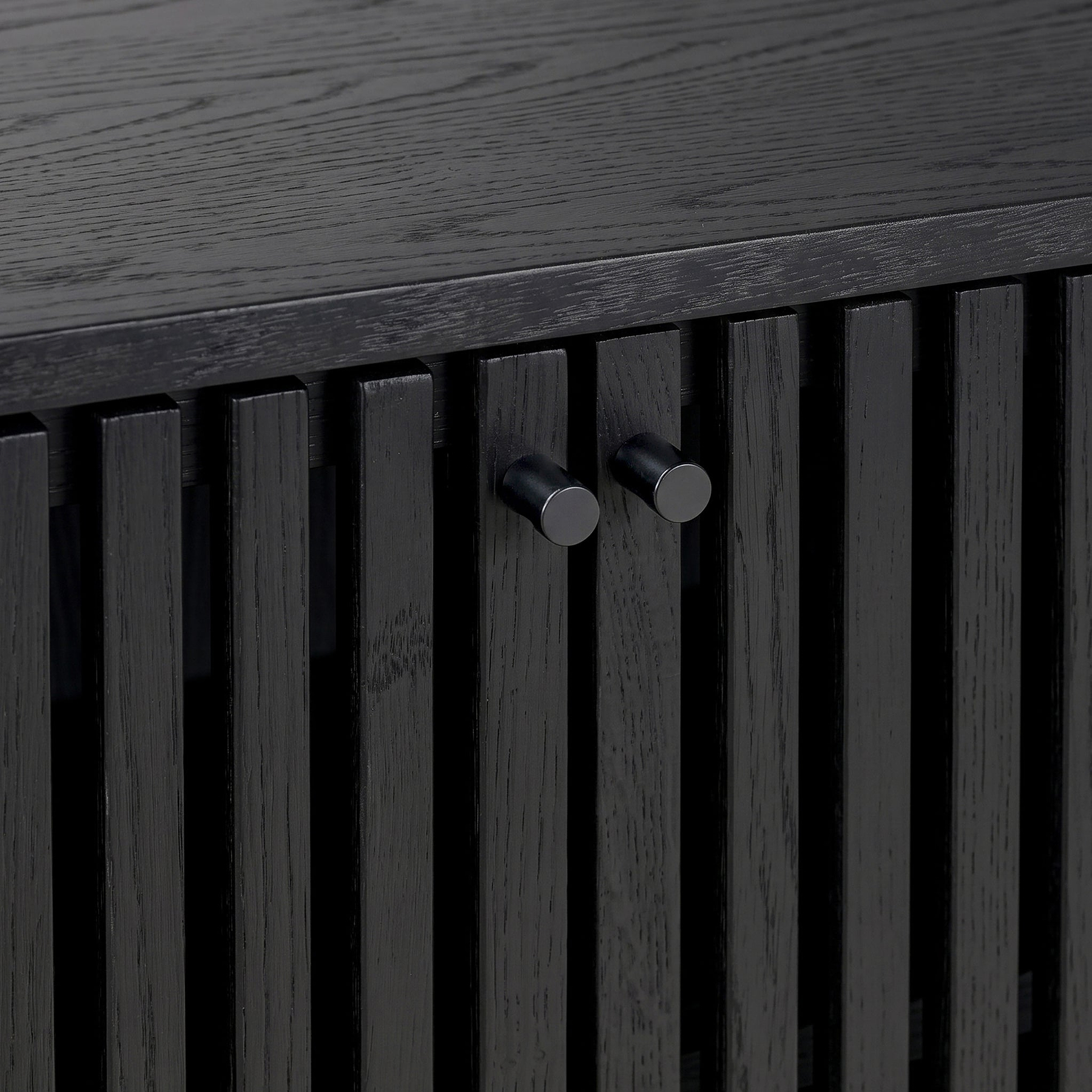 Shorwell Black & Marble Slatted 2 Drawer 2 Door Cabinet from Roseland Furniture
