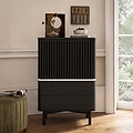 Shorwell Black & Marble Slatted 2 Drawer 2 Door Cabinet from Roseland Furniture