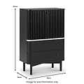 Shorwell Black & Marble Slatted 2 Drawer 2 Door Cabinet dimensions
