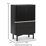 Shorwell Black & Marble Slatted 2 Drawer 2 Door Cabinet dimensions