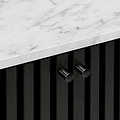 Shorwell Black & Marble Bookcase with 2 Door Slatted Cupboard from Roseland Furniture