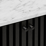 Shorwell Black & Marble Bookcase with 2 Door Slatted Cupboard from Roseland Furniture