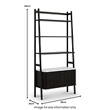 Shorwell Black & Marble Bookcase with 2 Door Slatted Cupboard dimensions