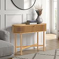 Shorwell Oak Slatted Oval Console Table Oak from Roseland Furniture
