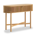 Shorwell Oak Slatted Oval Console Table Oak from Roseland Furniture