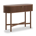 Shorwell Oak Slatted Oval Console Table Dark Stain from Roseland Furniture