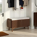 Shorwell Oak Slatted Storage Bench Dark Stain from Roseland Furniture