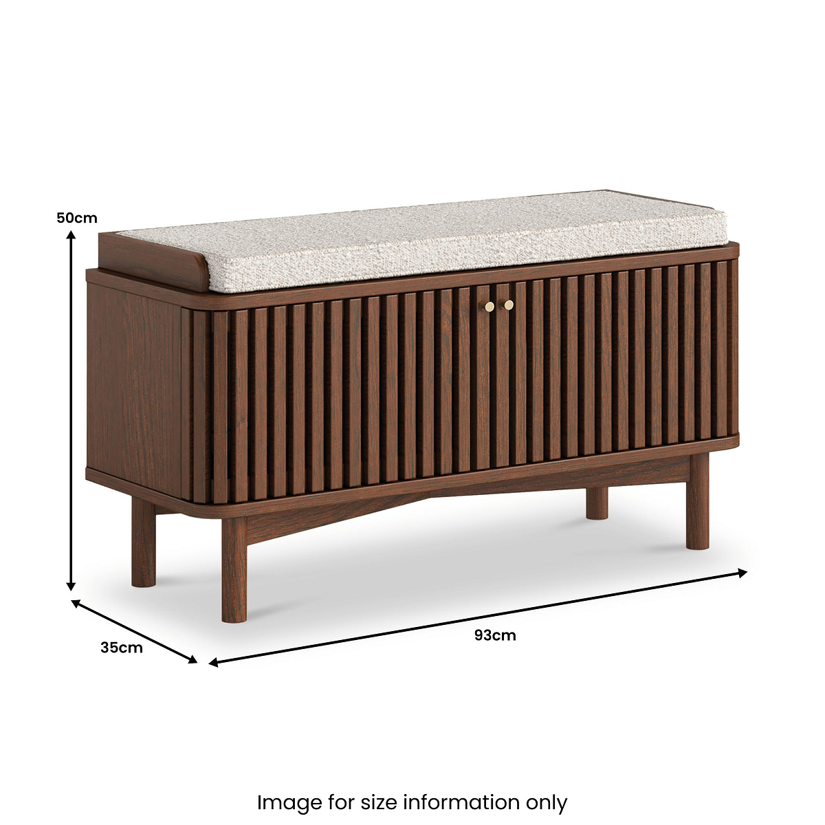Shorwell Oak Slatted Storage Bench Dark Stain from Roseland Furniture