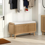 Shorwell Oak Slatted Storage Bench Oak from Roseland Furniture