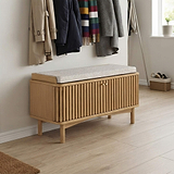 Shorwell Oak Slatted Storage Bench Oak from Roseland Furniture
