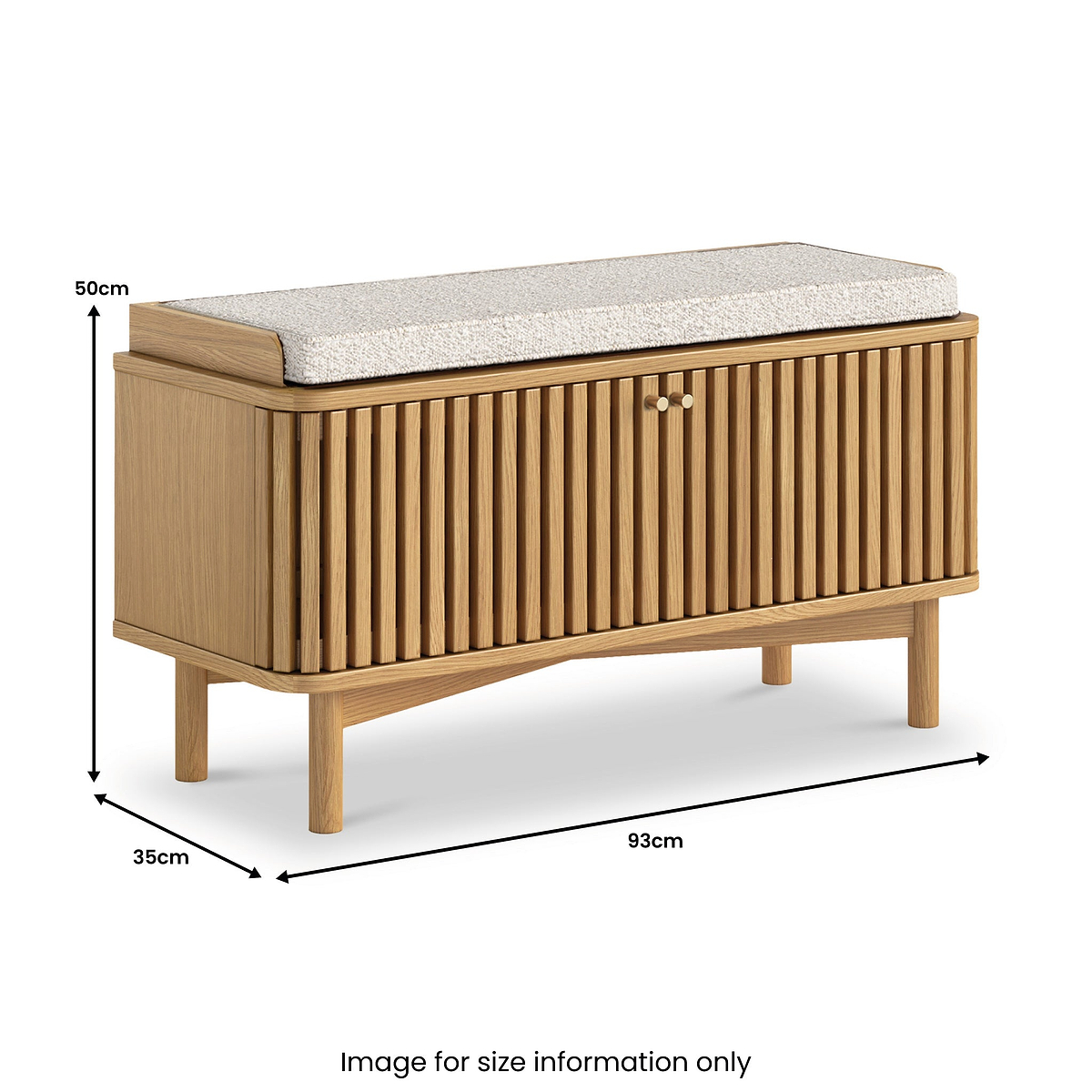 Shorwell Oak Slatted Storage Bench Oak from Roseland Furniture