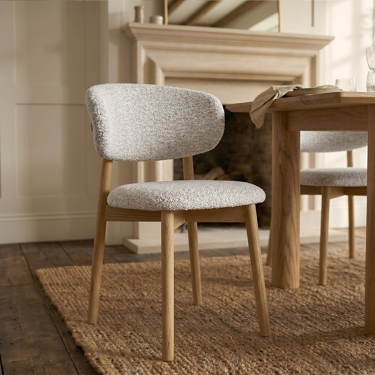 Girona Boucle Dining Chair White from Roseland Furniture