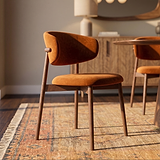 Valencia Velvet Dining Chair Rustic Orange from Roseland Furniture