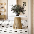 Shorwell Oak Marble Round Dining Table Marble Top from Roseland Furniture