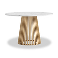 Shorwell Oak Marble Round Dining Table Marble Top from Roseland Furniture