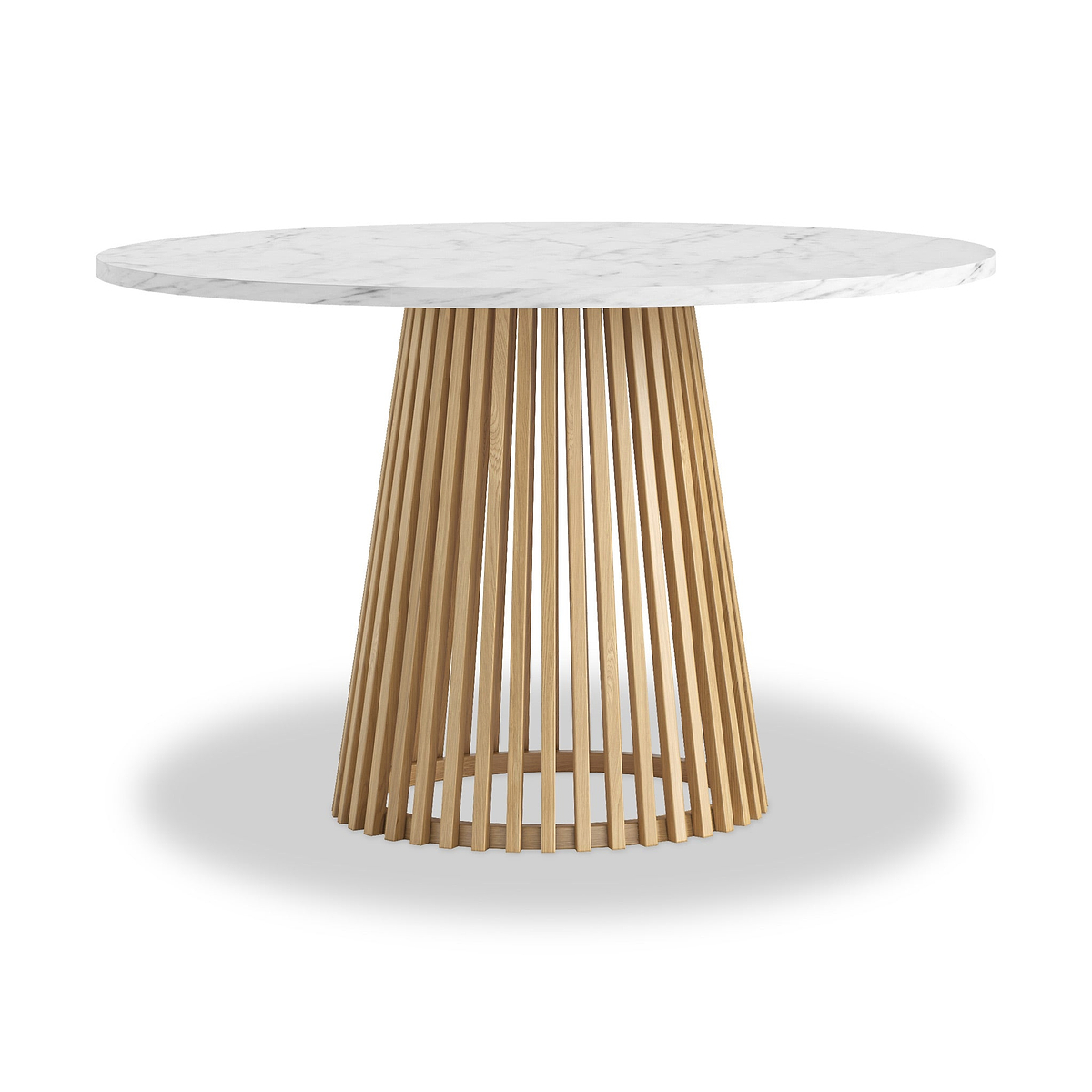 Shorwell Oak Marble Round Dining Table Marble Top from Roseland Furniture