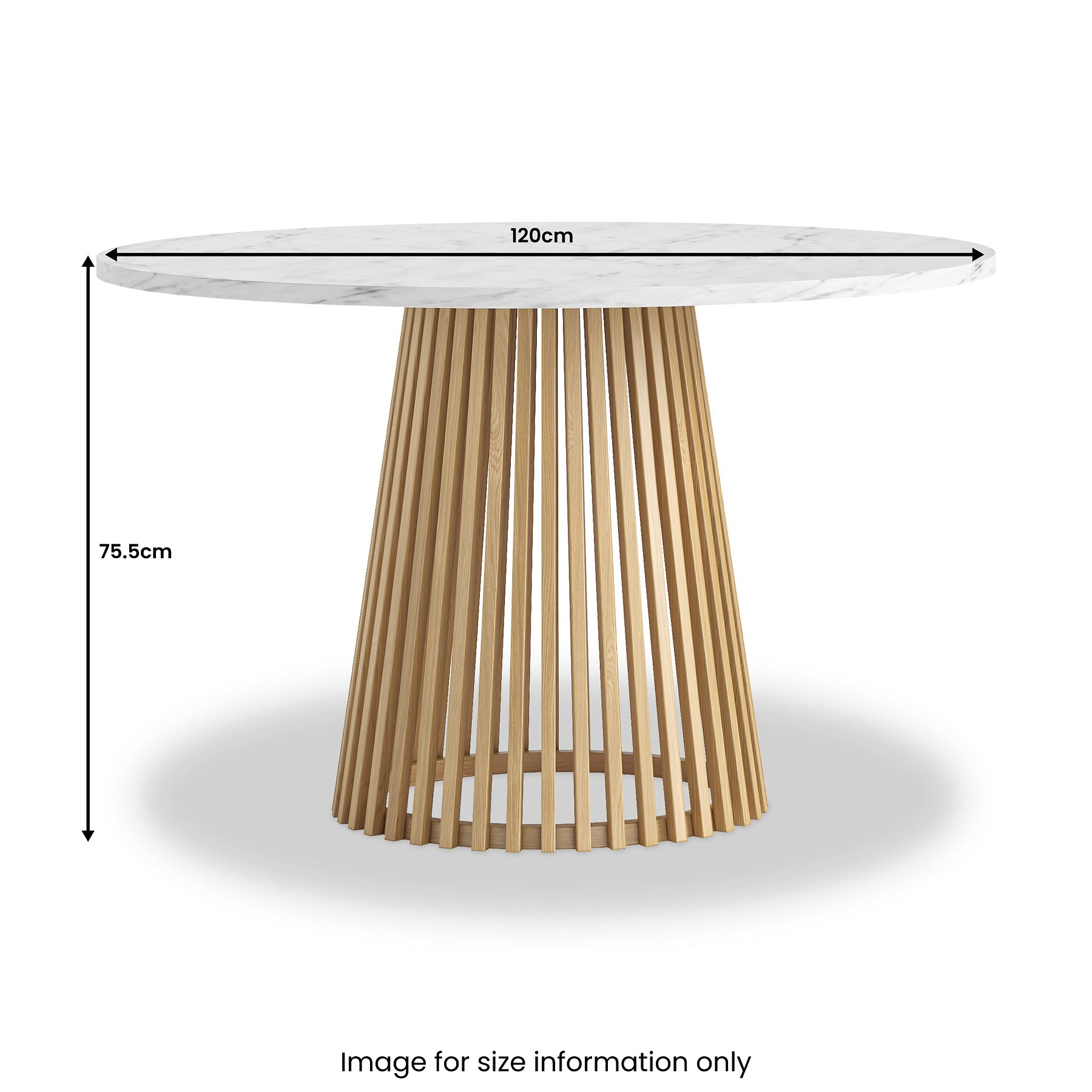 Shorwell Oak Marble Round Dining Table Natural Size1 from Roseland Furniture