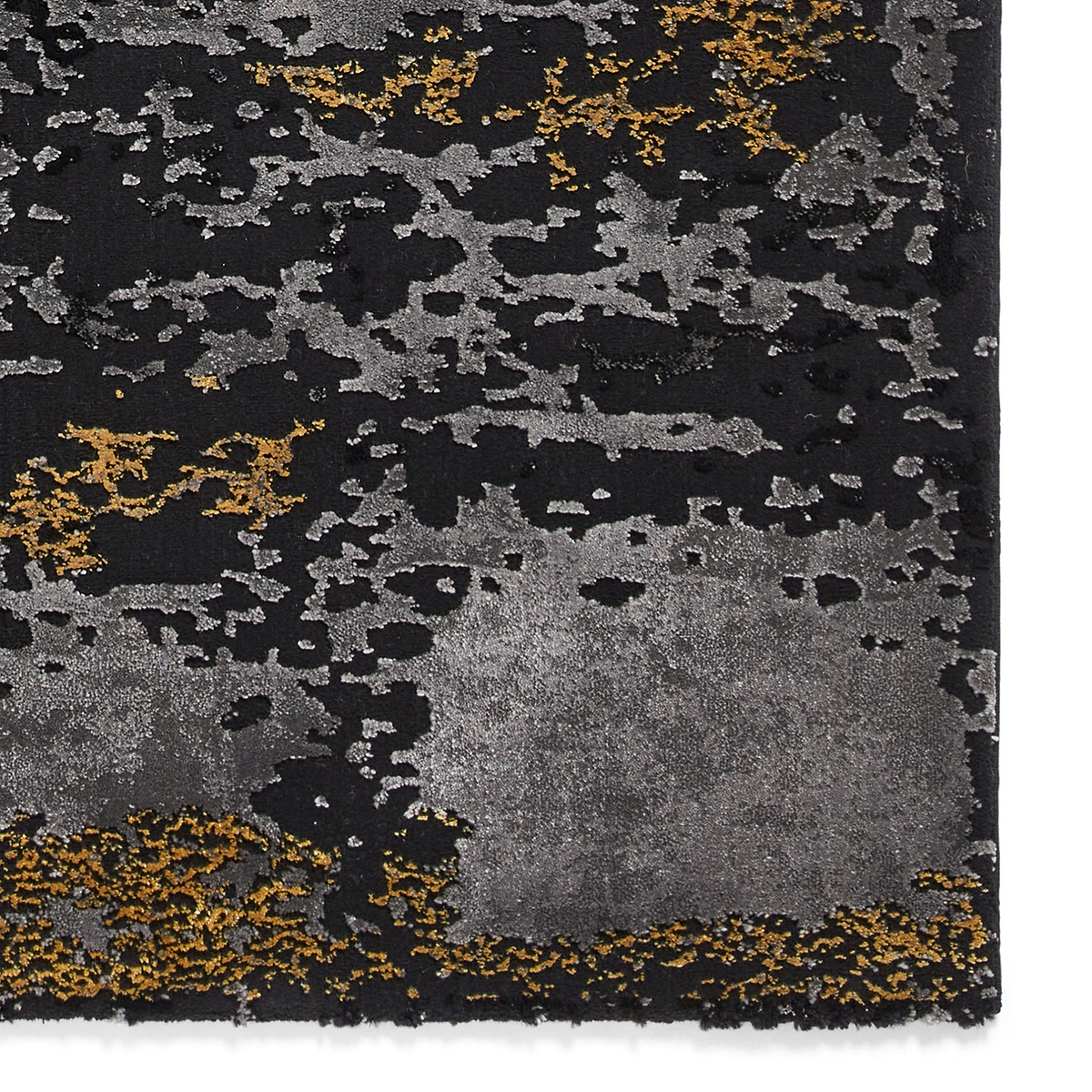 Fenway Black & Gold Distressed Super Soft Rug