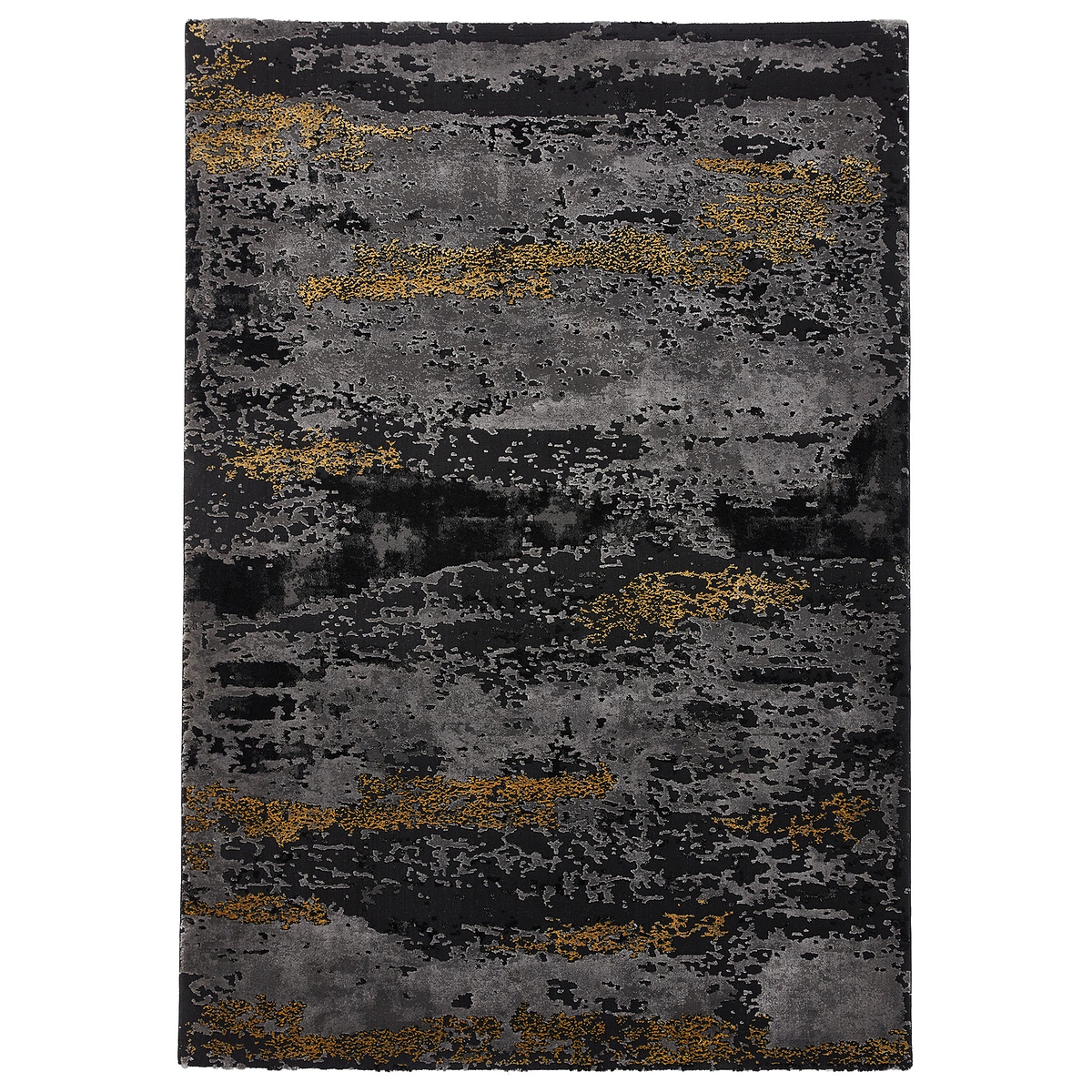 Fenway Black & Gold Distressed Super Soft Rug from Roseland Furniture