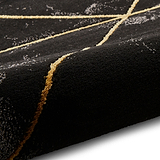 Fenway Black & Gold Geometric Super Soft Rug