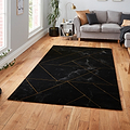 Fenway Black & Gold Geometric Super Soft Rug for living room