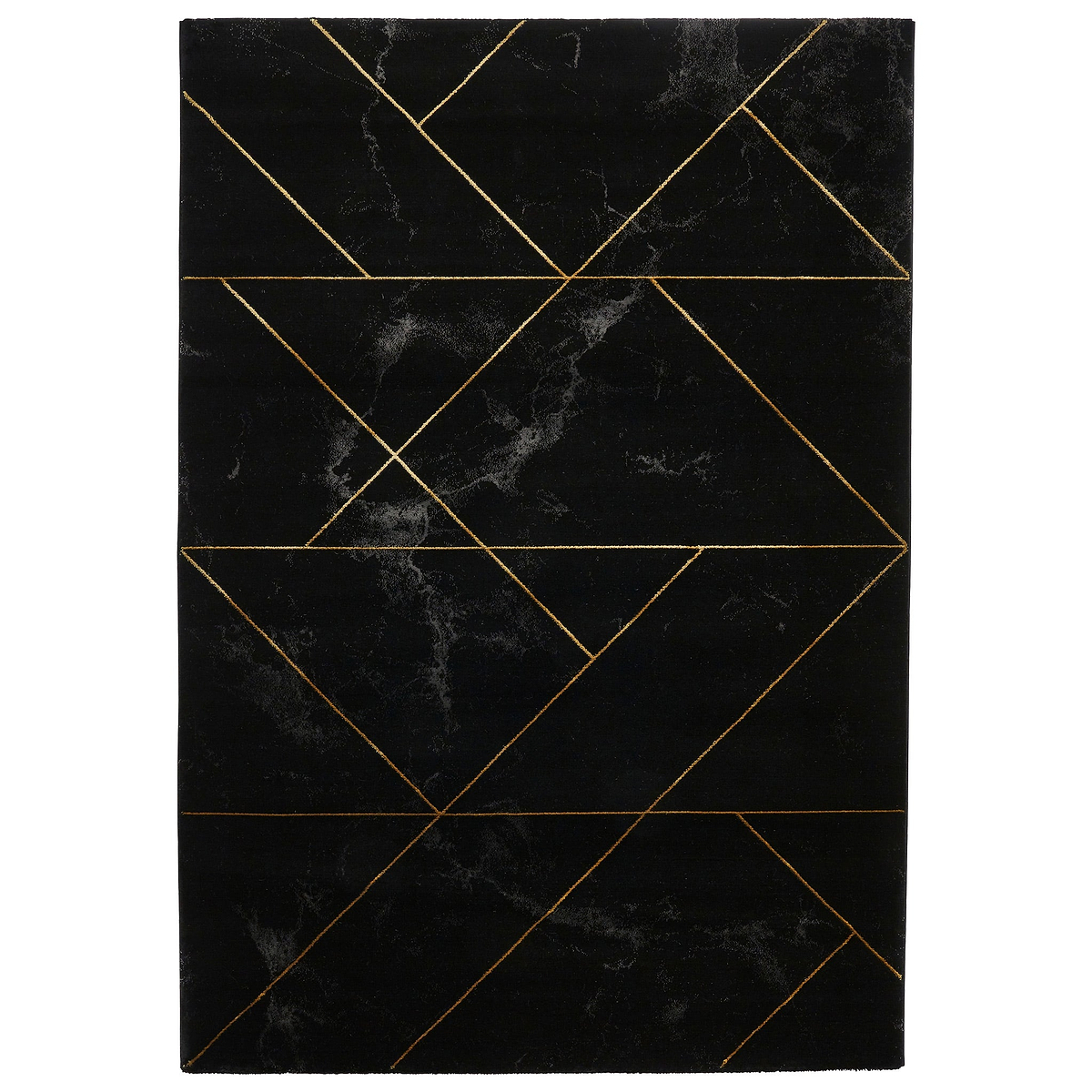 Fenway Black & Gold Geometric Super Soft Rug from Roseland Furniture