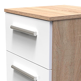 Blakely White & Light Oak 3 Drawer Bedside Cabinet