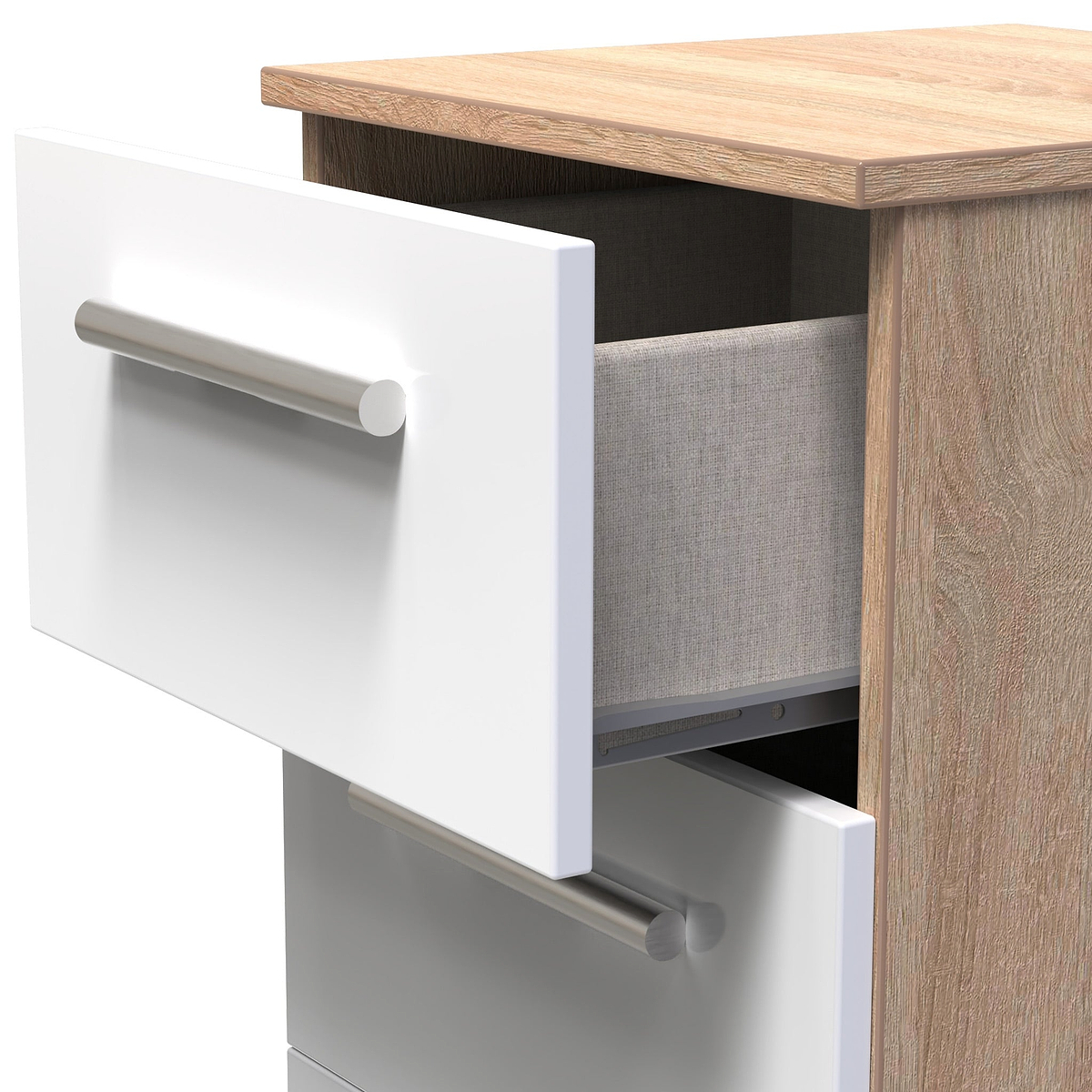 Blakely White & Light Oak 3 Drawer Bedside Cabinet