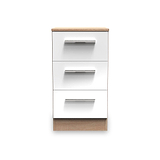 Blakely White & Light Oak 3 Drawer Bedside Cabinet