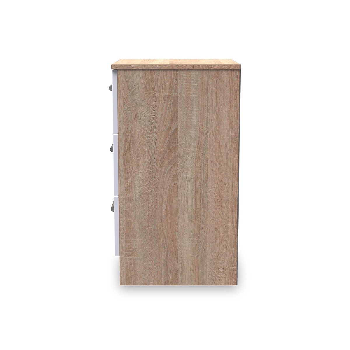 Blakely White & Light Oak 3 Drawer Bedside Cabinet