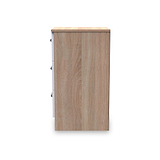 Blakely White & Light Oak 3 Drawer Bedside Cabinet