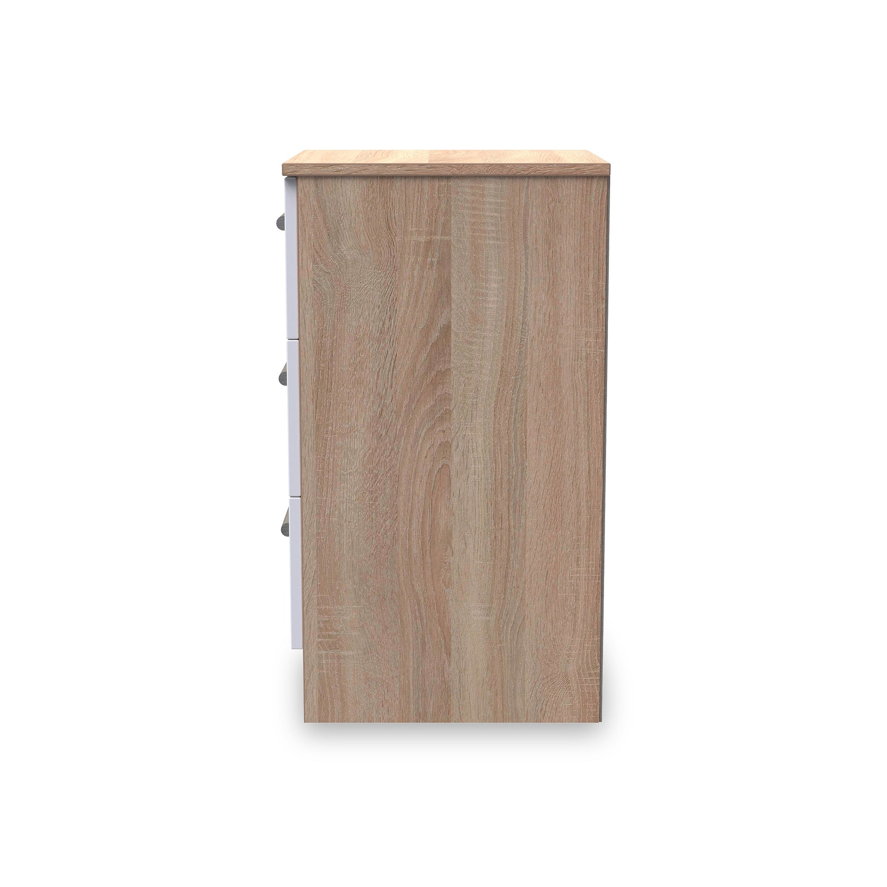 Blakely White & Light Oak 3 Drawer Bedside Cabinet
