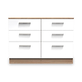 Blakely White & Light Oak 6 Drawer Wide Chest of Drawers