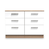 Blakely White & Light Oak 6 Drawer Wide Chest of Drawers